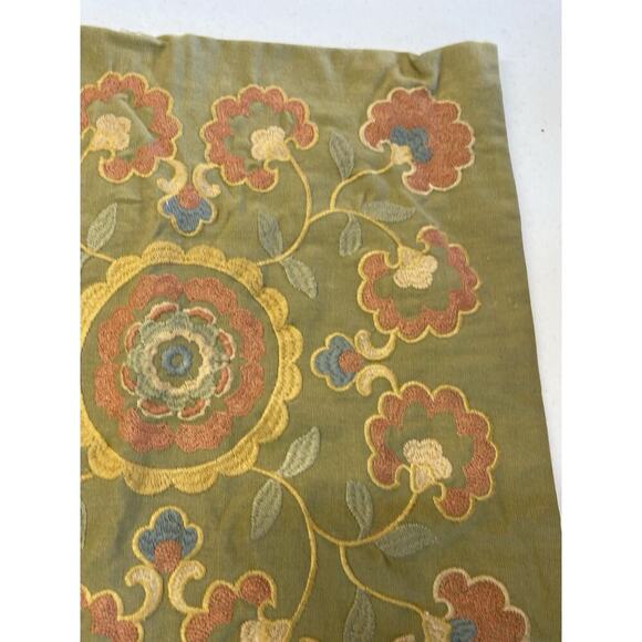 Harbor House Embroidered Pillow Sham 17"x17" Green Floral Boho Hippie Old World - Picture 7 of 16